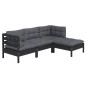 vidaXL 4-tlg. Garten-Lounge-Set mit Kissen Schwarz Kiefernholz vidaXL 4-tlg. Garten-Lounge-Set mit Kissen Schwarz Kiefernholz