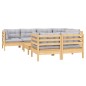 vidaXL 8-tlg. Garten-Lounge-Set mit Grauen Kissen Kiefer Massivholz vidaXL 8-tlg. Garten-Lounge-Set mit Grauen Kissen Kiefer Massivholz
