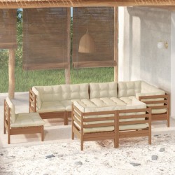 vidaXL 8-tlg. Garten-Lounge-Set mit Kissen Honigbraun Kiefernholz