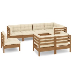 vidaXL 8-tlg. Garten-Lounge-Set mit Kissen Honigbraun Kiefernholz