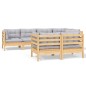 vidaXL 7-tlg. Garten-Lounge-Set mit Grauen Kissen Kiefer Massivholz vidaXL 7-tlg. Garten-Lounge-Set mit Grauen Kissen Kiefer Massivholz