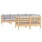 vidaXL 7-tlg. Garten-Lounge-Set mit Grauen Kissen Kiefer Massivholz vidaXL 7-tlg. Garten-Lounge-Set mit Grauen Kissen Kiefer Massivholz