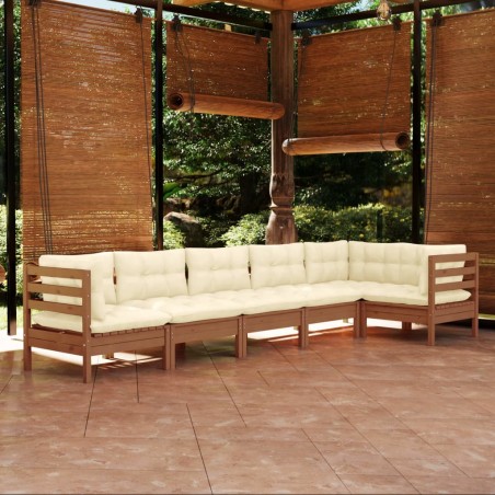 vidaXL 6-tlg. Garten-Lounge-Set mit Kissen Honigbraun Kiefernholz