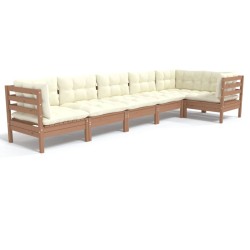 vidaXL 6-tlg. Garten-Lounge-Set mit Kissen Honigbraun Kiefernholz