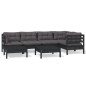 vidaXL 7-tlg. Garten-Lounge-Set mit Kissen Schwarz Kiefer Massivholz vidaXL 7-tlg. Garten-Lounge-Set mit Kissen Schwarz Kiefer Massivholz