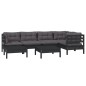 vidaXL 7-tlg. Garten-Lounge-Set mit Kissen Schwarz Kiefer Massivholz vidaXL 7-tlg. Garten-Lounge-Set mit Kissen Schwarz Kiefer Massivholz
