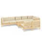 vidaXL 9-tlg. Garten-Lounge-Set mit Creme Kissen Massivholz Kiefer vidaXL 9-tlg. Garten-Lounge-Set mit Creme Kissen Massivholz Kiefer