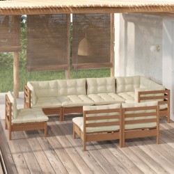 vidaXL 8-tlg. Garten-Lounge-Set mit Kissen Honigbraun Kiefernholz