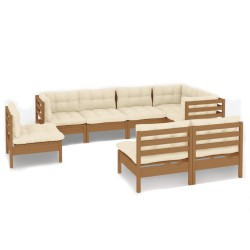 vidaXL 8-tlg. Garten-Lounge-Set mit Kissen Honigbraun Kiefernholz