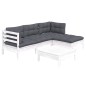 vidaXL 5-tlg. Garten-Lounge-Set mit Kissen Weiß Kiefernholz vidaXL 5-tlg. Garten-Lounge-Set mit Kissen Weiß Kiefernholz