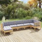 vidaXL 7-tlg. Garten-Lounge-Set mit Grauen Kissen Kiefer Massivholz vidaXL 7-tlg. Garten-Lounge-Set mit Grauen Kissen Kiefer Massivholz