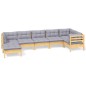 vidaXL 7-tlg. Garten-Lounge-Set mit Grauen Kissen Kiefer Massivholz vidaXL 7-tlg. Garten-Lounge-Set mit Grauen Kissen Kiefer Massivholz