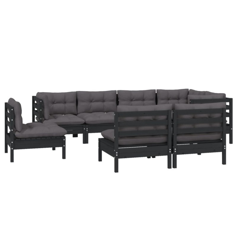 vidaXL 8-tlg. Garten-Lounge-Set mit Kissen Schwarz Massivholz Kiefer vidaXL 8-tlg. Garten-Lounge-Set mit Kissen Schwarz Massivholz Kiefer