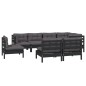 vidaXL 8-tlg. Garten-Lounge-Set mit Kissen Schwarz Massivholz Kiefer vidaXL 8-tlg. Garten-Lounge-Set mit Kissen Schwarz Massivholz Kiefer