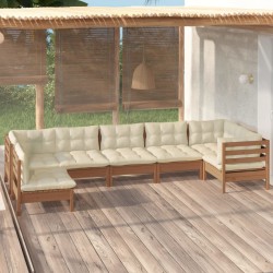 vidaXL 7-tlg. Garten-Lounge-Set mit Kissen Honigbraun Kiefernholz