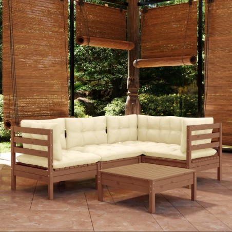 vidaXL 5-tlg. Garten-Lounge-Set mit Kissen Honigbraun Kiefernholz