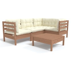 vidaXL 5-tlg. Garten-Lounge-Set mit Kissen Honigbraun Kiefernholz
