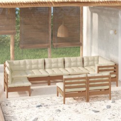 vidaXL 9-tlg. Garten-Lounge-Set mit Kissen Honigbraun Kiefernholz