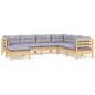 vidaXL 7-tlg. Garten-Lounge-Set mit Grauen Kissen Kiefer Massivholz vidaXL 7-tlg. Garten-Lounge-Set mit Grauen Kissen Kiefer Massivholz