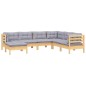 vidaXL 7-tlg. Garten-Lounge-Set mit Grauen Kissen Kiefer Massivholz vidaXL 7-tlg. Garten-Lounge-Set mit Grauen Kissen Kiefer Massivholz