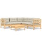 vidaXL 6-tlg. Garten-Lounge-Set mit Creme Kissen Massivholz Kiefer vidaXL 6-tlg. Garten-Lounge-Set mit Creme Kissen Massivholz Kiefer