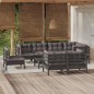 vidaXL 9-tlg. Garten-Lounge-Set mit Kissen Schwarz Massivholz Kiefer vidaXL 9-tlg. Garten-Lounge-Set mit Kissen Schwarz Massivholz Kiefer