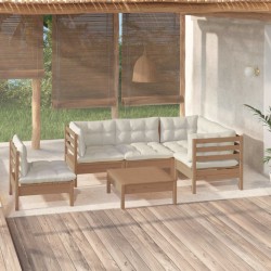 vidaXL 6-tlg. Garten-Lounge-Set mit Kissen Honigbraun Kiefernholz