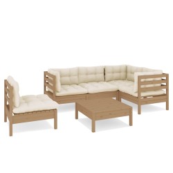 vidaXL 6-tlg. Garten-Lounge-Set mit Kissen Honigbraun Kiefernholz