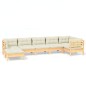 vidaXL 7-tlg. Garten-Lounge-Set mit Creme Kissen Massivholz Kiefer vidaXL 7-tlg. Garten-Lounge-Set mit Creme Kissen Massivholz Kiefer