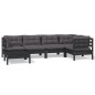 vidaXL 6-tlg. Garten-Lounge-Set mit Kissen Schwarz Massivholz Kiefer vidaXL 6-tlg. Garten-Lounge-Set mit Kissen Schwarz Massivholz Kiefer