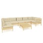 vidaXL 8-tlg. Garten-Lounge-Set mit Creme Kissen Kiefernholz vidaXL 8-tlg. Garten-Lounge-Set mit Creme Kissen Kiefernholz