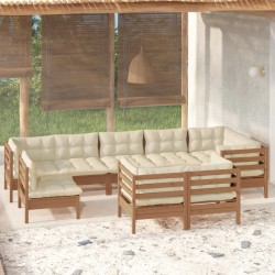 vidaXL 9-tlg. Garten-Lounge-Set mit Kissen Honigbraun Kiefernholz