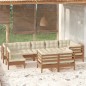 vidaXL 9-tlg. Garten-Lounge-Set mit Kissen Honigbraun Kiefernholz vidaXL 9-tlg. Garten-Lounge-Set mit Kissen Honigbraun Kiefernholz
