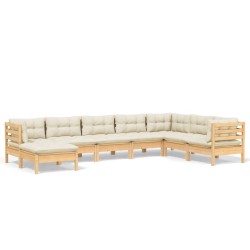 vidaXL 8-tlg. Garten-Lounge-Set mit Creme Kissen Massivholz Kiefer