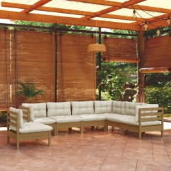 vidaXL 7-tlg. Garten-Lounge-Set mit Kissen Honigbraun Kiefernholz