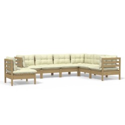 vidaXL 7-tlg. Garten-Lounge-Set mit Kissen Honigbraun Kiefernholz