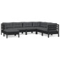 vidaXL 7-tlg. Garten-Lounge-Set mit Kissen Schwarz Massivholz Kiefer vidaXL 7-tlg. Garten-Lounge-Set mit Kissen Schwarz Massivholz Kiefer