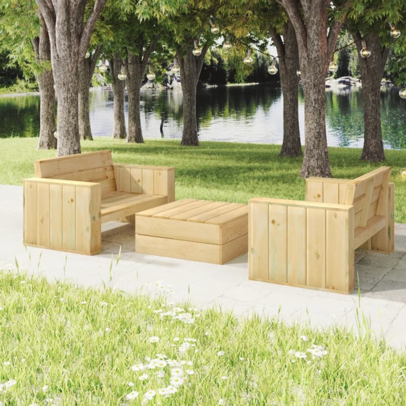 vidaXL 3-tlg. Garten-Lounge-Set Massivholz Kiefer Imprägniert vidaXL 3-tlg. Garten-Lounge-Set Massivholz Kiefer Imprägniert
