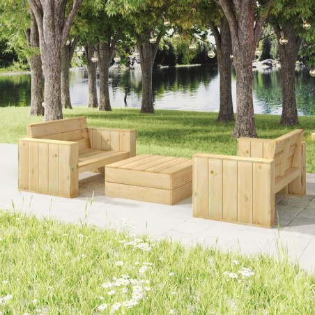 vidaXL 3-tlg. Garten-Lounge-Set Massivholz Kiefer Imprägniert