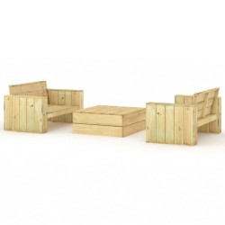 vidaXL 3-tlg. Garten-Lounge-Set Massivholz Kiefer Imprägniert