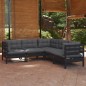 vidaXL 5-tlg. Garten-Lounge-Set mit Kissen Schwarz Kiefer Massivholz vidaXL 5-tlg. Garten-Lounge-Set mit Kissen Schwarz Kiefer Massivholz