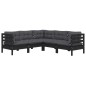 vidaXL 5-tlg. Garten-Lounge-Set mit Kissen Schwarz Kiefer Massivholz vidaXL 5-tlg. Garten-Lounge-Set mit Kissen Schwarz Kiefer Massivholz