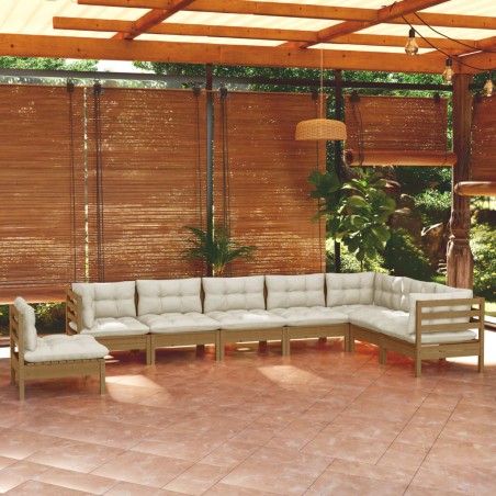 vidaXL 8-tlg. Garten-Lounge-Set mit Kissen Honigbraun Kiefernholz