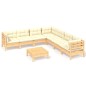 vidaXL 8-tlg. Garten-Lounge-Set mit Creme Kissen Massivholz Kiefer vidaXL 8-tlg. Garten-Lounge-Set mit Creme Kissen Massivholz Kiefer