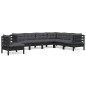 vidaXL 7-tlg. Garten-Lounge-Set mit Kissen Schwarz Kiefer Massivholz vidaXL 7-tlg. Garten-Lounge-Set mit Kissen Schwarz Kiefer Massivholz