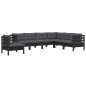 vidaXL 7-tlg. Garten-Lounge-Set mit Kissen Schwarz Kiefer Massivholz vidaXL 7-tlg. Garten-Lounge-Set mit Kissen Schwarz Kiefer Massivholz