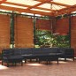 vidaXL 9-tlg. Garten-Lounge-Set mit Kissen Schwarz Massivholz Kiefer vidaXL 9-tlg. Garten-Lounge-Set mit Kissen Schwarz Massivholz Kiefer