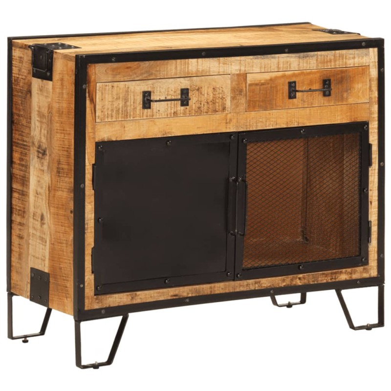 Sideboard 80x31x66 cm Massives Raues Mangoholz und Metall Sideboard 80x31x66 cm Massives Raues Mangoholz und Metall