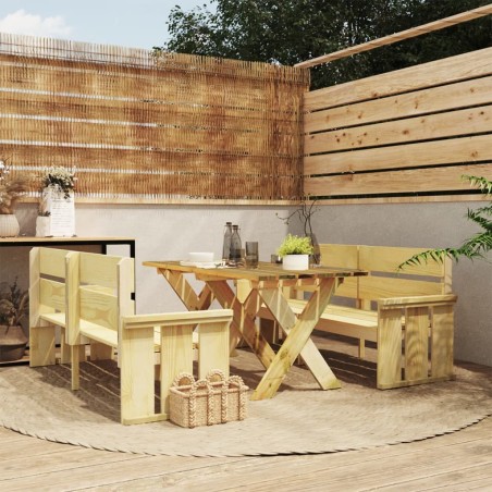 vidaXL 3-tlg. Garten-Essgruppe Kiefernholz Imprägniert