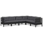 vidaXL 6-tlg. Garten-Lounge-Set mit Kissen Schwarz Massivholz Kiefer vidaXL 6-tlg. Garten-Lounge-Set mit Kissen Schwarz Massivholz Kiefer